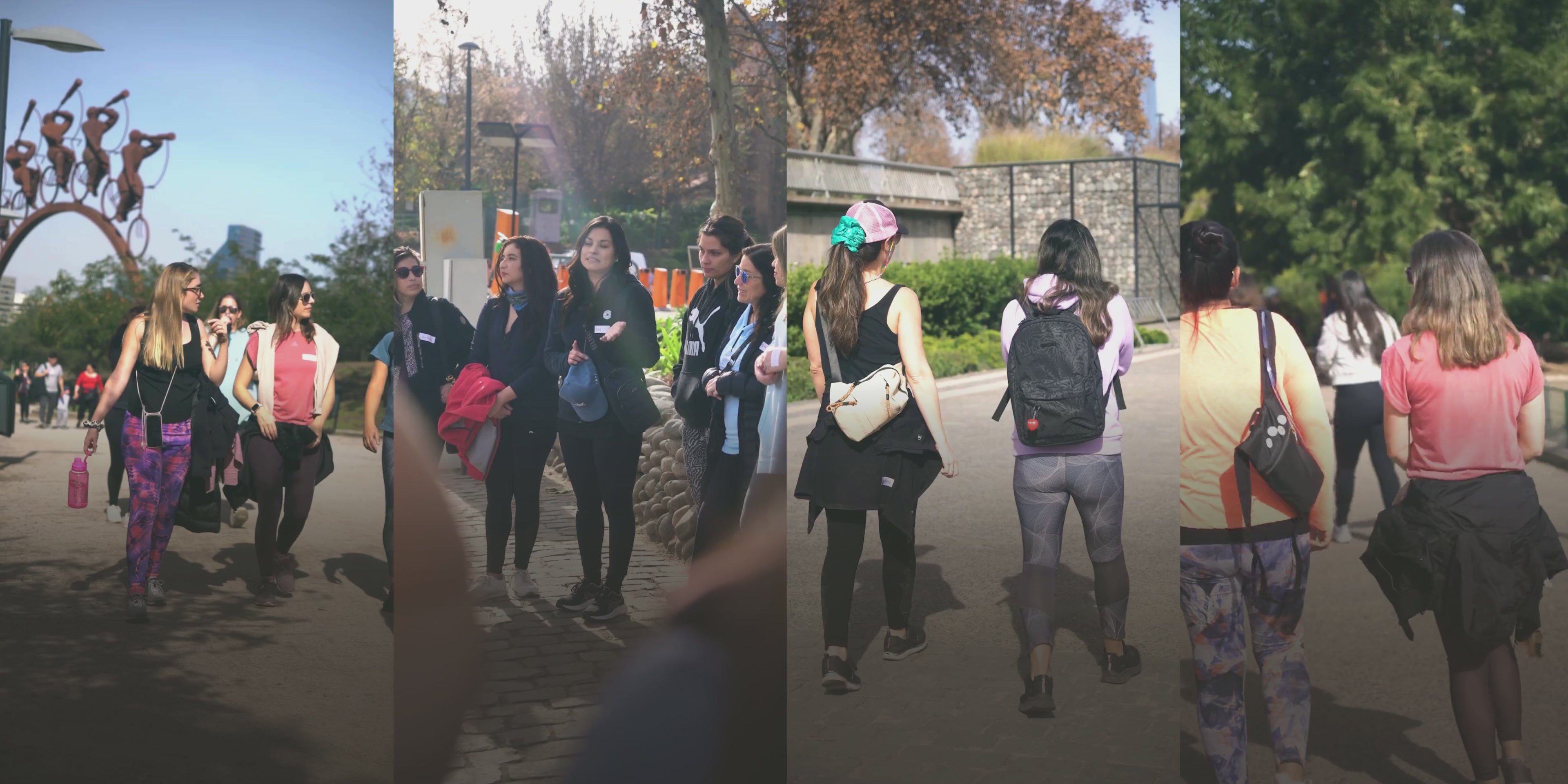 Cargar video: video de mujeres disfrutando de una caminata agradable por el parque bicentenario